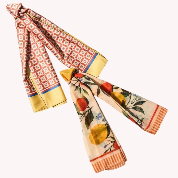 Anthropologie Fruit Stand Head Scarves, Set of 2, in Yellow/Orange/Citrus Fruits - Picture 2 of 7